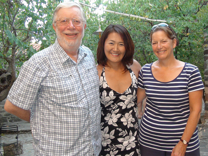 With Peter Trudgill and Jean Hannah at HiSoN Summer School, Lesbos, August 2013